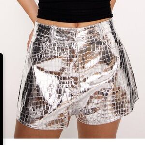 NWT NASTY GAL SILVER CROC SHORTS